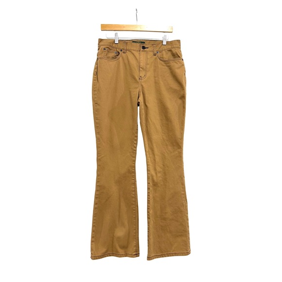 Lauren Ralph Lauren Pants - Lauren Jeans Co Ralph Lauren Tan Khaki Flare Leg Pants Embroidered Pockets Sz 10
